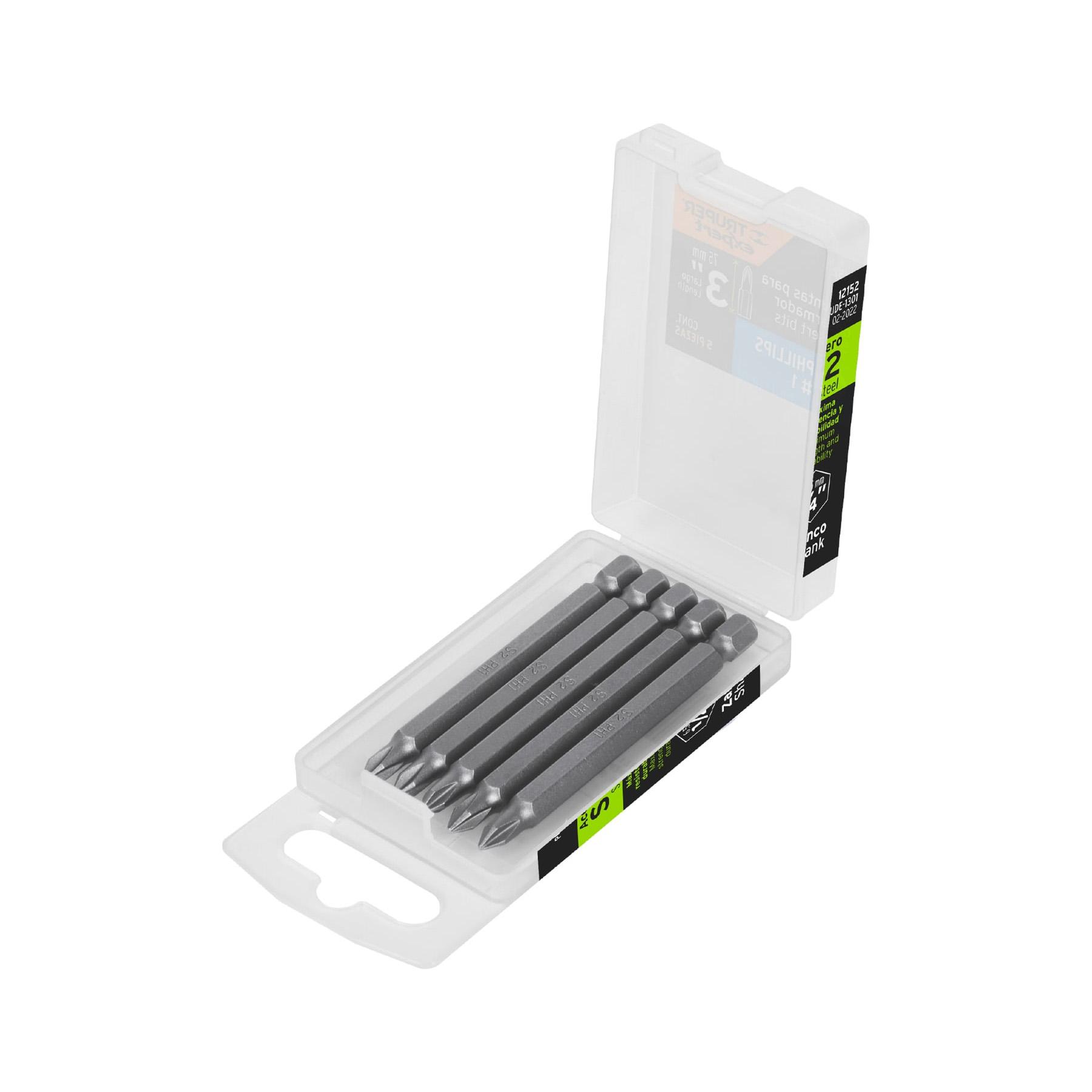 ESTUCHE CON 5 PUNTAS DE CRUZ PH1 LARGO 3', TRUPER EXPERT