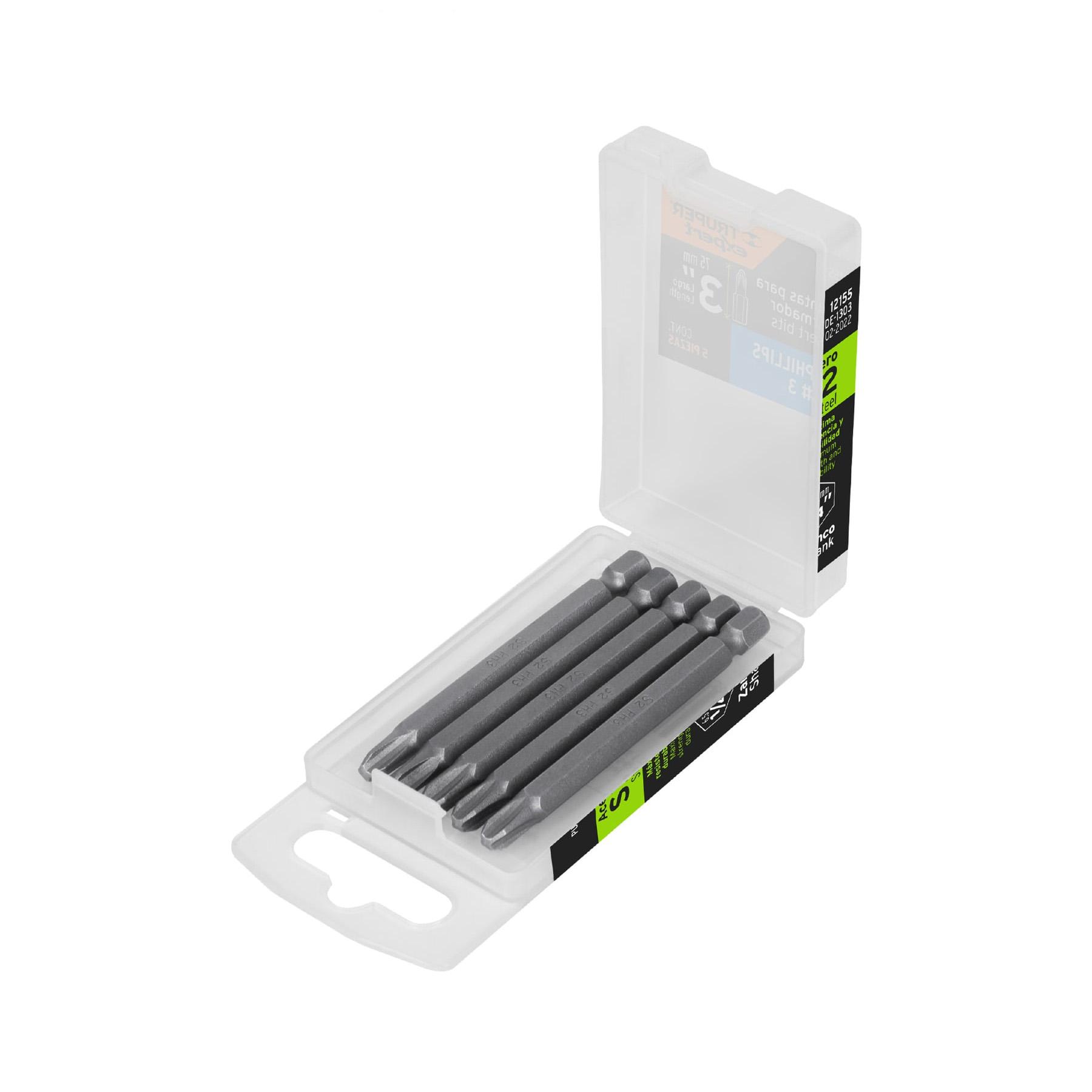 ESTUCHE CON 5 PUNTAS DE CRUZ PH3 LARGO 3', TRUPER EXPERT