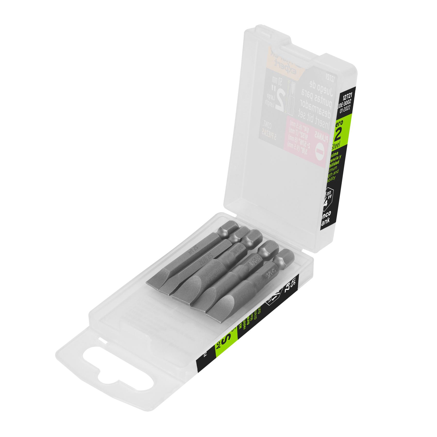 JUEGO DE 5 PUNTAS PLANAS COMBINADAS LARGO 2', TRUPER EXPERT