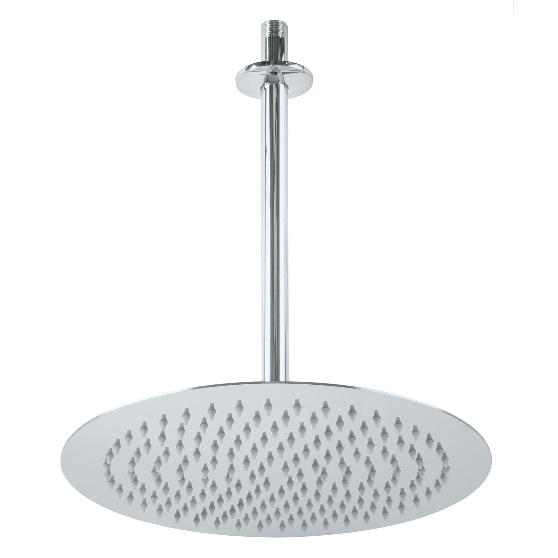 REGADERA CROMO 12' PLATO REDONDO DELGADO CON BRAZO, RIVIERA