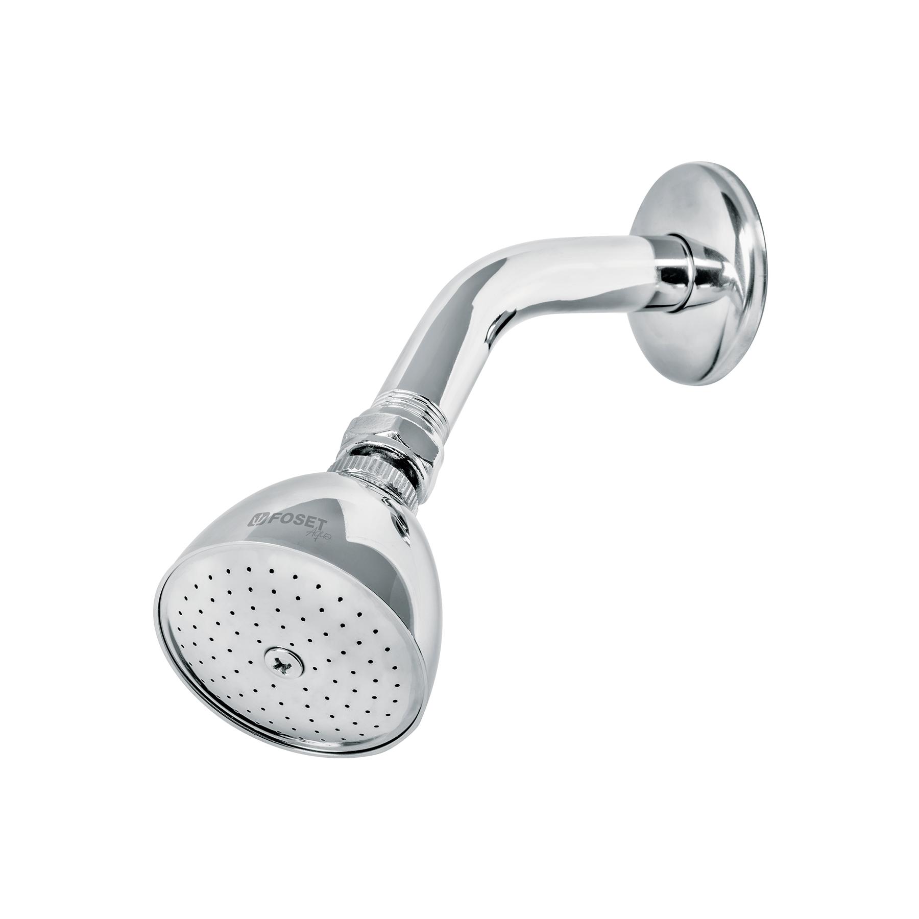 REGADERA CÓNICA 2-1/2' BRAZO Y CHAPETÓN DE ACERO, FOSET AQUA