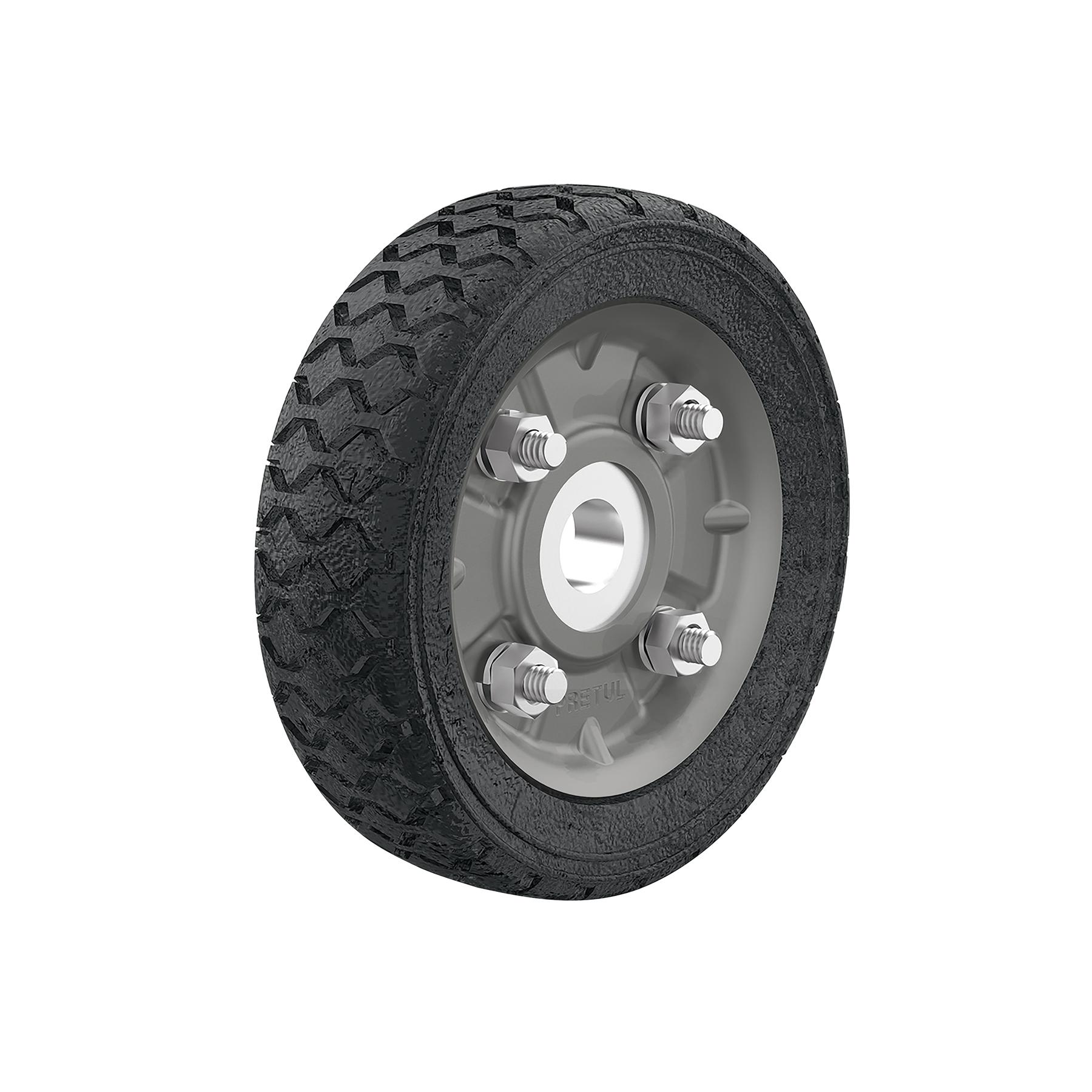 RUEDA DE HULE SÓLIDO 5' PARA DIABLO, UN BALERO, PRETUL