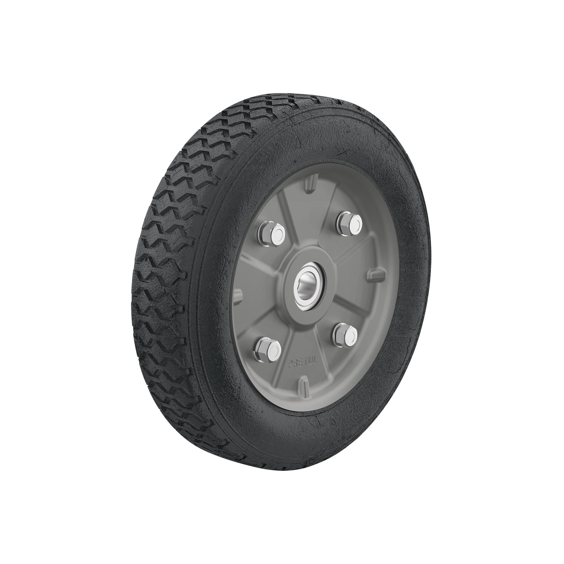 RUEDA DE HULE SÓLIDO 9' PARA DIABLO, DOBLE BALERO, PRETUL