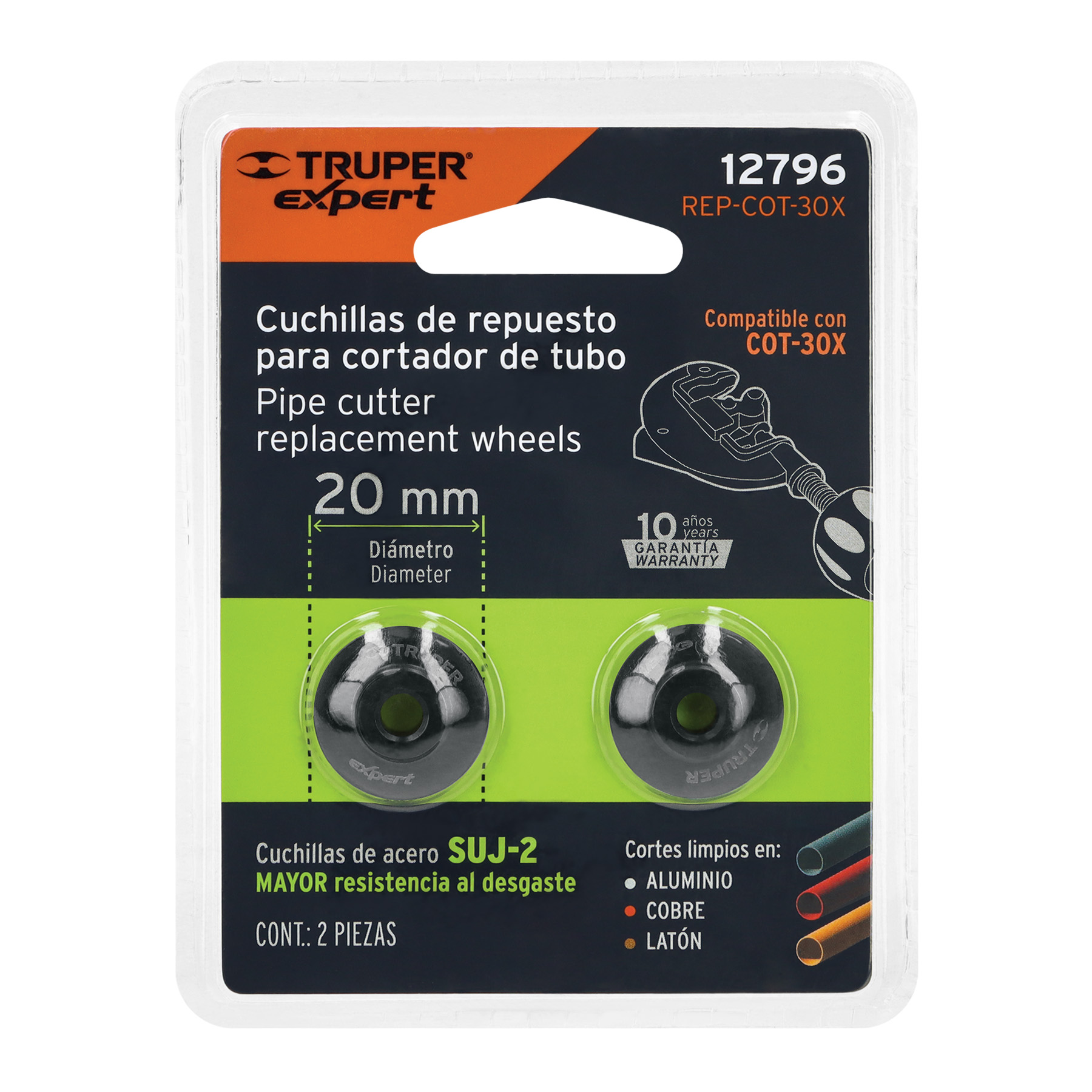 BLÍSTER CON 2 CUCHILLAS PARA CORTADOR DE TUBO COT-30X