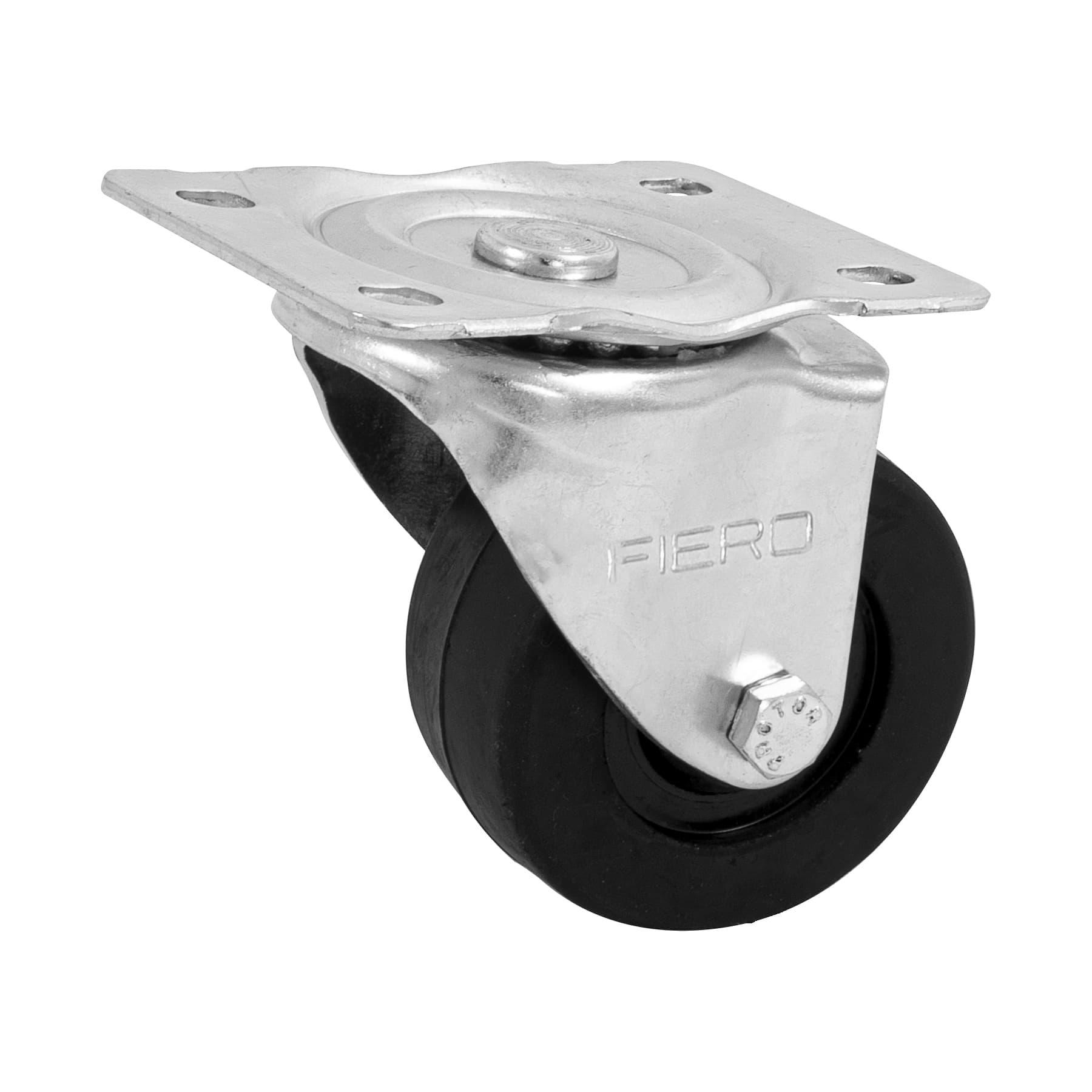 RODAJA HULE 3', PLACA GIRATORIA CON BUJE, CARGA 90 KG, FIERO