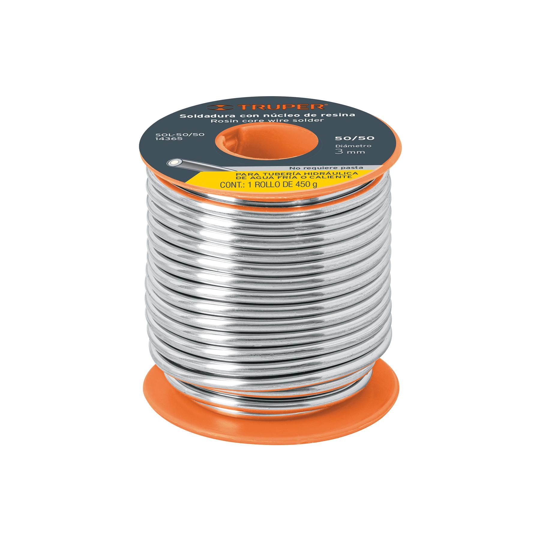 SOLDADURA CON NÚCLEO RESINA 50/50, TUBERÍA HIDRÁULICA, 450 G