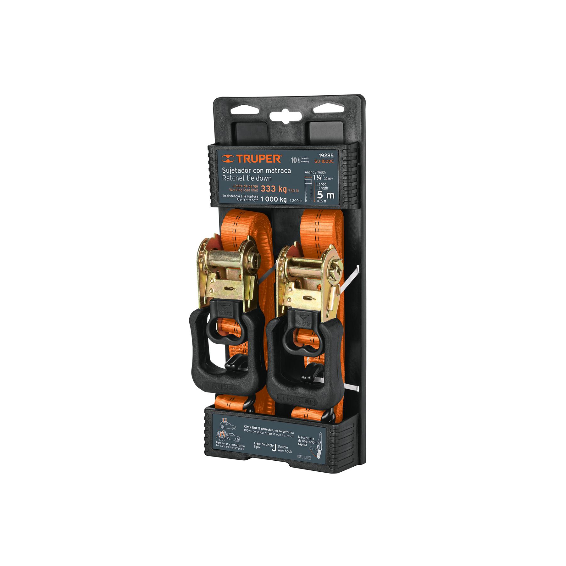 JUEGO DE 2 SUJETADORES CON MATRACA CARGA MÁXIMA 1000 KG