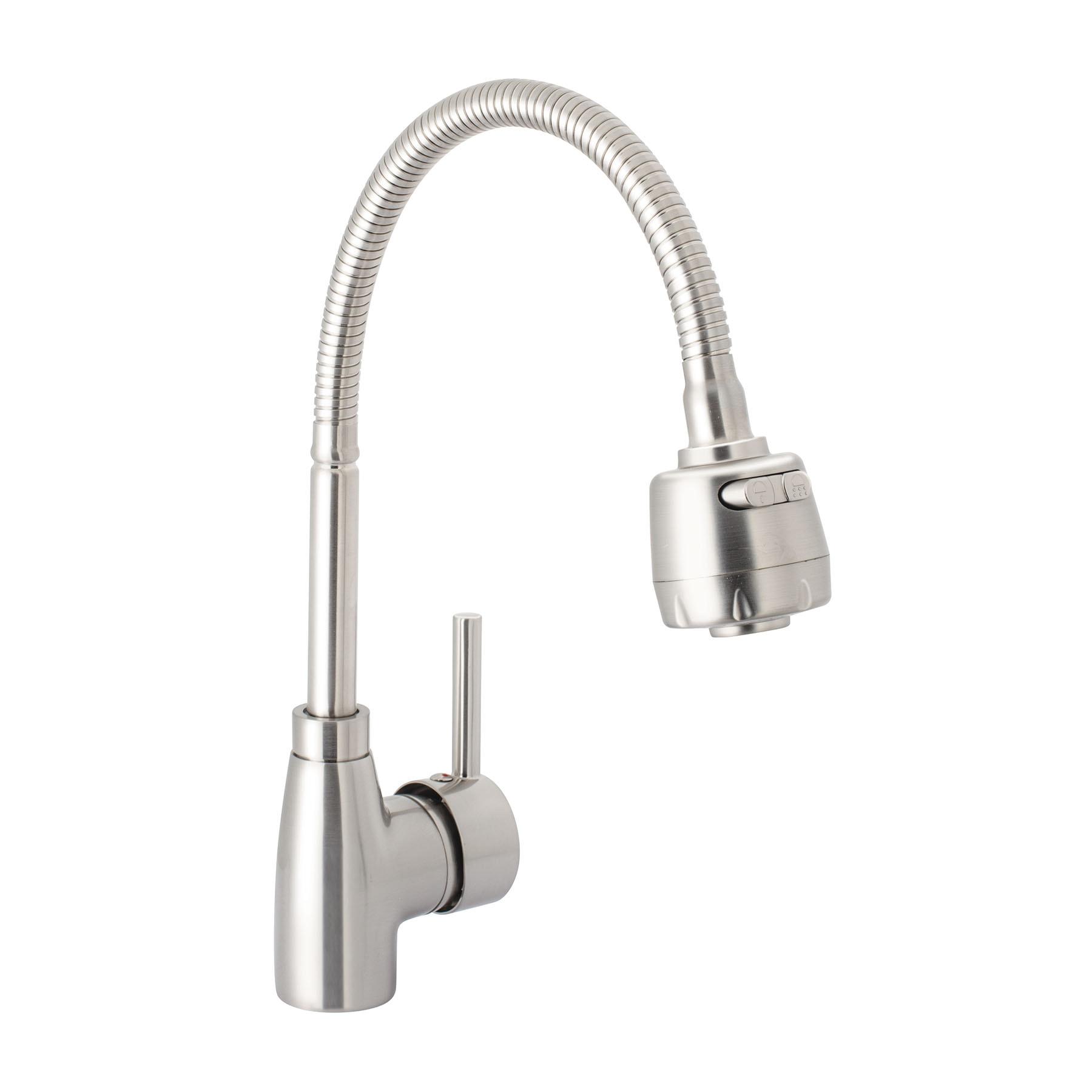 MONOMANDO PARA FREGADERO CON CUELLO FLEXIBLE, SATÍN, TUBIG