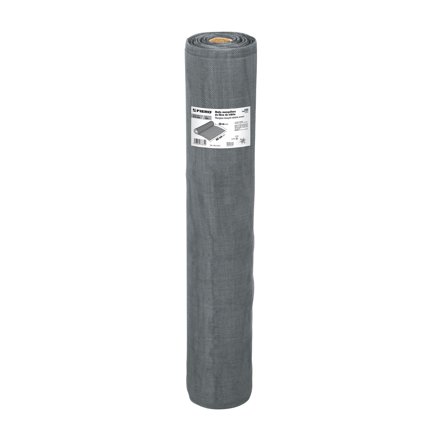 ROLLO DE 30 M X 0.6 M MALLA MOSQUITERA FIBRA DE VIDRIO GRIS