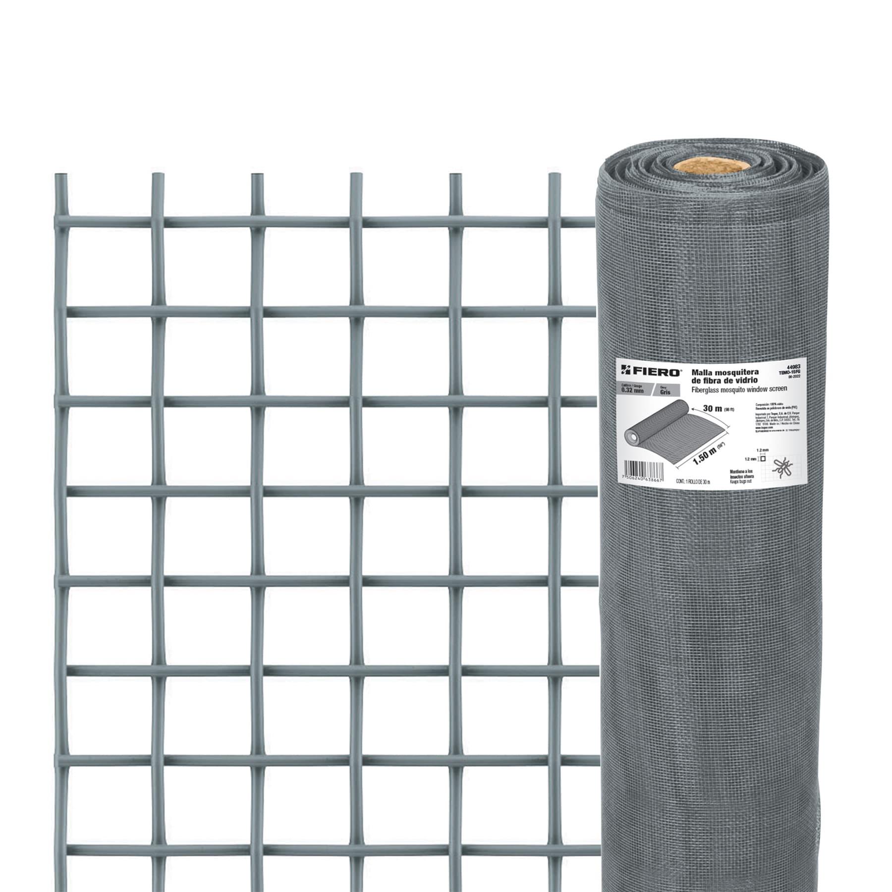 ROLLO DE 30 M X 1.5 M MALLA MOSQUITERA FIBRA DE VIDRIO GRIS