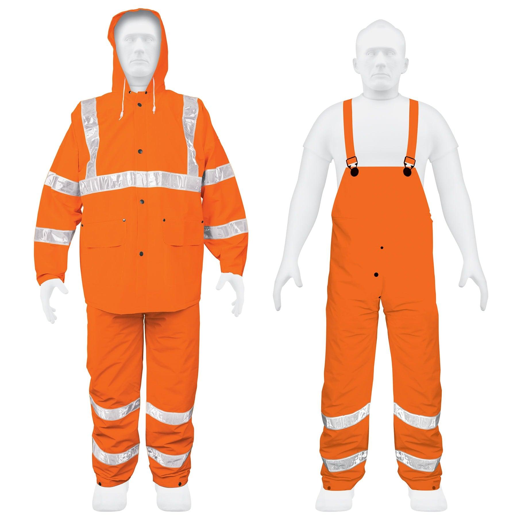 CONJUNTO IMPERMEABLE DOBLE CAPA NARANJA CON REFLEJANTE, G