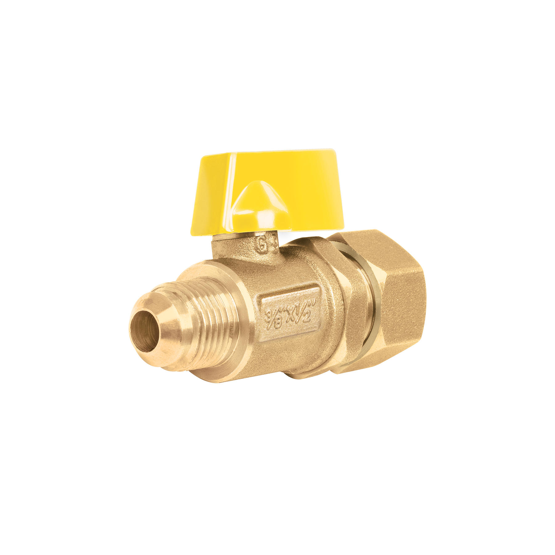 VÁLVULA DE CONTROL LATÓN PARA GAS 3/8'X1/2' TIPO BARRILITO