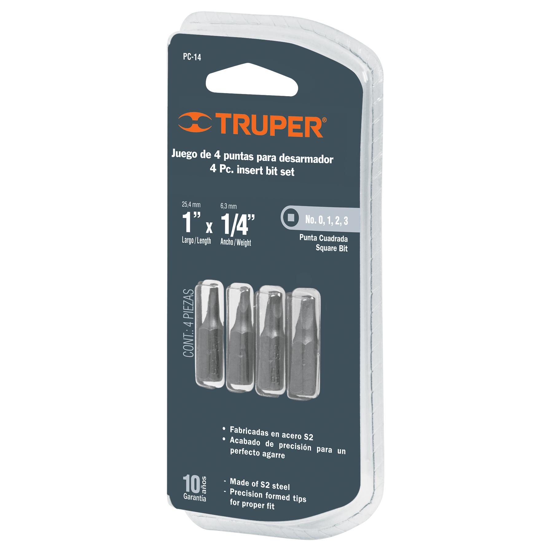 PUNTAS CUADRADAS 1/4 X 1", 4 PIEZAS